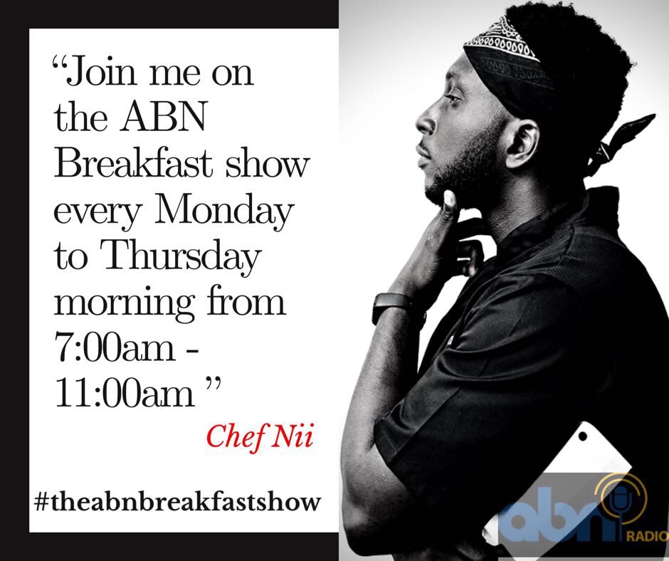 Join me every week on @abnradiouk every Monday to Thursday.  Follow link to tune in:  abnradiouk.com/live/  #chefnii  #abnbreakfastshow #radio  #ghana #london