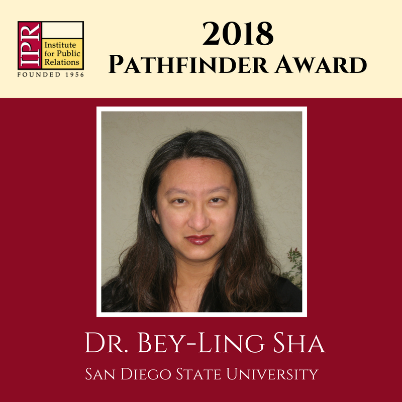 InstituteForPR's tweet photo. It is with great excitement we announce Dr. Bey-Ling Sha (@DrSha) as the recipient of the IPR Pathfinder Award! https://t.co/zoCUzJi96F https://t.co/a8PvpzPa9N