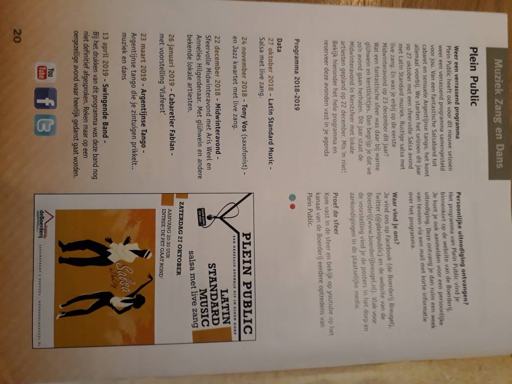 Heb je het nieuwe programmaboekje van #deboerderij al gevonden in je brievenbus? Met achterin het programma van #pleinpublic 2018-2019. Gauw kijken!
