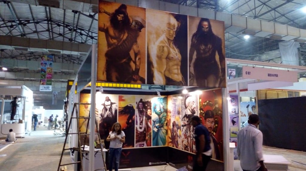 vimanikacomics's tweet image. We almost setup! #Thelicensingindiaexpo2018! Mumbai #licensing see all our Vimaniks 23rd 24th Aug #bombayexhibitioncenter hall no 2 !Om Namah Shivay 🙏
