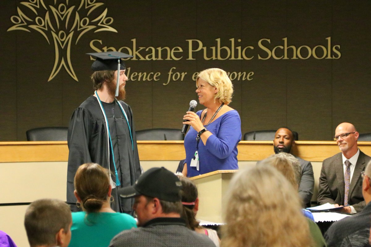 spokaneschools's tweet photo. Congratulations to the students from Shadle Park High School, @ontrackacademy & Rogers High School who received diplomas last night during our Summer Graduation Commencement Program. #SpokaneSchools #proud #graduates #Classof2018 #Shadle https://t.co/kolhJRofSM