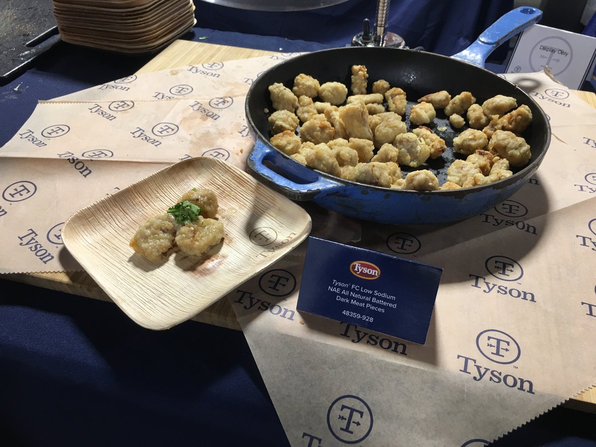 TysonFdsrvc's tweet photo. Don’t forget to stop by our #ExploringAHF booth to get a taste of our Low Sodium No Antibiotics Ever All Natural Battered Dark Meat Pieces. They are a delicious option for customers who are seeking all the taste but less of the sodium. https://t.co/SOVkMCwygo