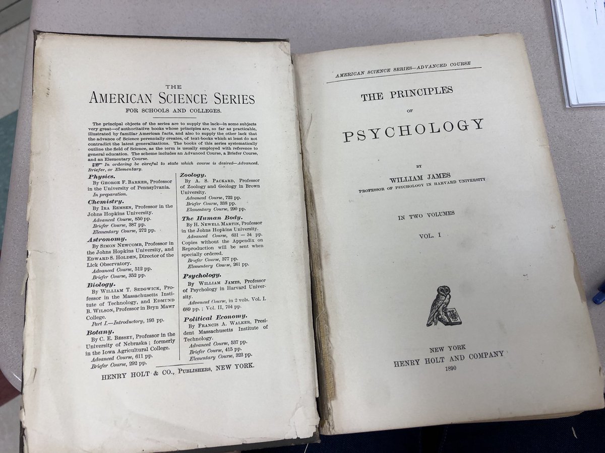 mendi_camacho's tweet image. Psychology PLC! And an original psych textbook written by the very first Psychology teacher, William James, in 1890...which is super cool! #VCSPLC #GreenAndGrowing