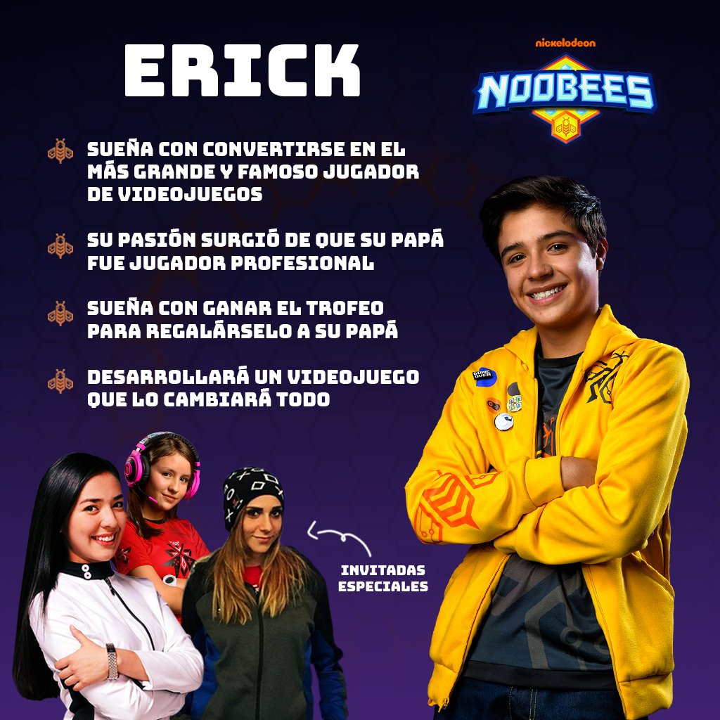 NickelodeonLA's tweet photo. ¡Esta semana conocerás al personaje con el que Brandon Figueredo de #YSF2 regresa a la pantalla de Nick! 🙋🏻♂️ Erick de #NOOBEES se ganará tu corazón con su pasión gamer este viernes a las 8 PM (Mex/Col) | 10 PM (Arg). 🙌🏼🎮 https://t.co/zQwcgkc13s