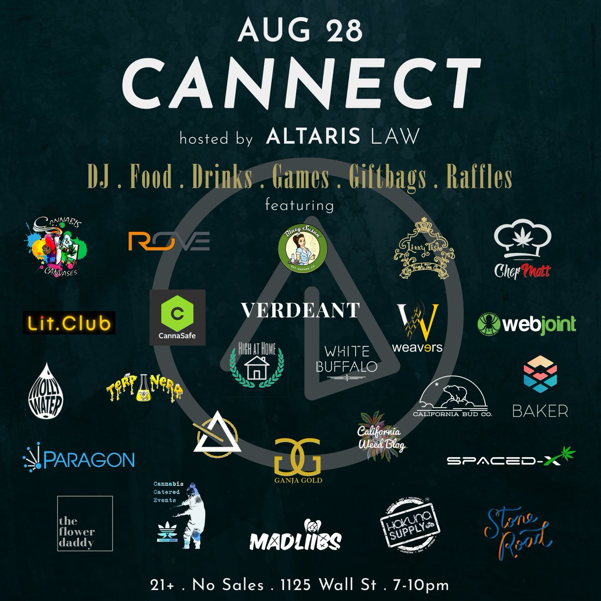 LACannaLawyer's tweet photo. Next Tuesday the 28th my firm Altaris Law is hosting a cannabis industry networking event, with dozens of brands and hundreds of attendees. Follow the link for tickets, attendance is limited and you won't want to miss this. https://t.co/uEfaai7tcX https://t.co/7sKZ5LESNH