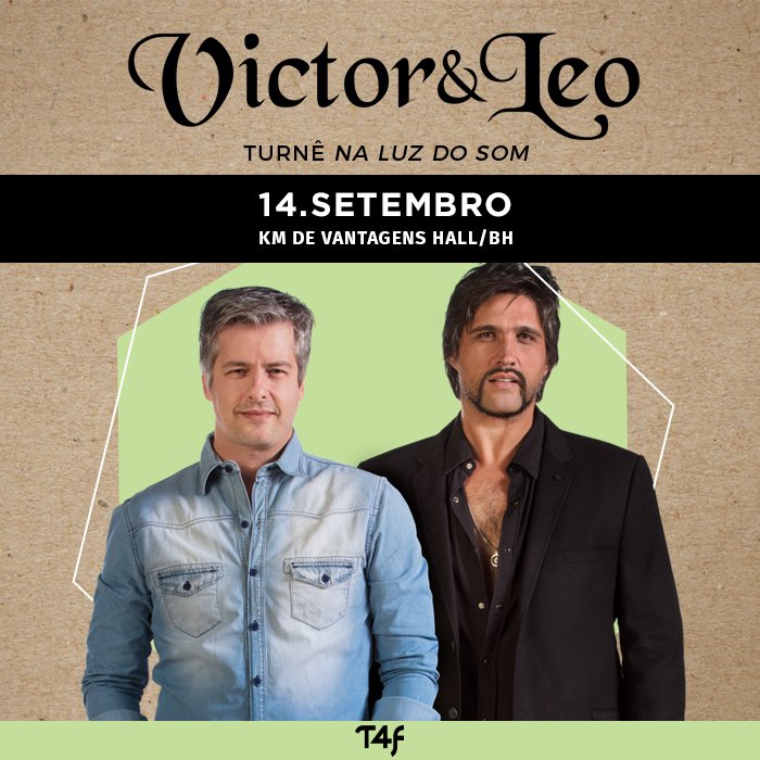 Os irmãos mais queridos do Brasil, @victoreleo, estão de volta para o último show do ano em #BeloHorizonte, no dia 14/09, no #KmDeVantagensHall. Garanta o seu lugar nessa noite que será embalada por grandes sucessos! Ingressos: bit.ly/vcle18t #VictorELeo #BH #NaLuzDoSom