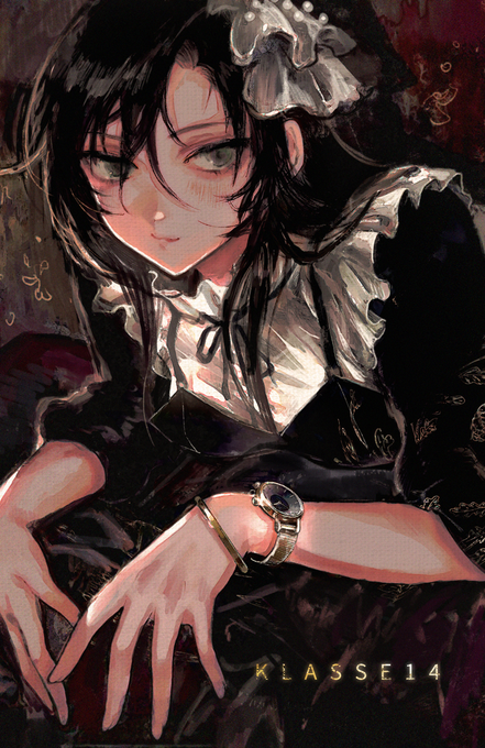 「hair between eyes wristwatch」 illustration images(Oldest)