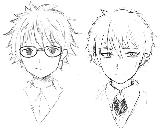 朝清田描こうとしてなんか違う感じになった奴と智貴の落書き 