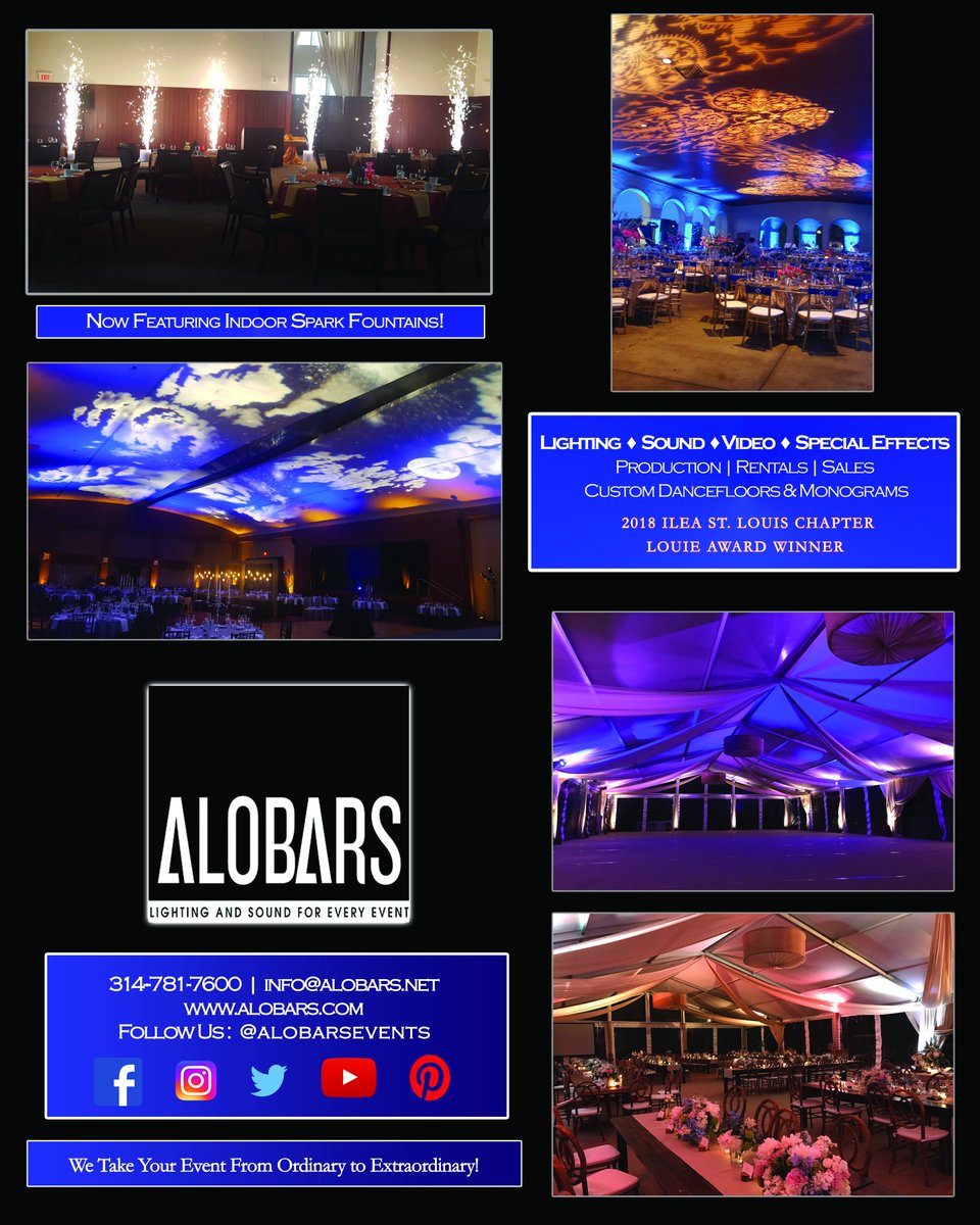 AlobarsEvents's tweet image. Have you seen our #ad in @STLBRIDE? #weddings #lighting #eventprofs #events #livesound #livevideo #sparktacular