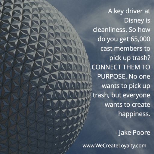 jakepoore's tweet photo. A key driver at #Disney is cleanliness. So how do you get 65,000+ cast members to pick up trash? CONNECT THEM TO PURPOSE. No one wants to pick up trash, but everyone wants to create #happiness. 

#PtExp #PatientExperience #CustomerExperience #custserv #culture https://t.co/40ON8G83I5