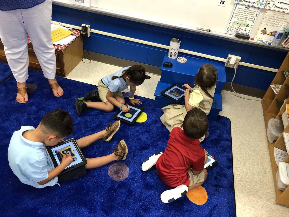 kinder2Psinapod's tweet photo. Even Kindergartners can use Seesaw on Day 5 of school! Our students took pictures of things that were yellow and practiced writing the sight word. Talk about engagement! @LearningatLTE https://t.co/oMgOkLzfpi