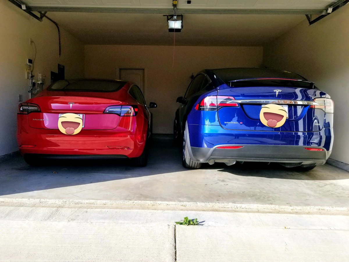 Jigs_net's tweet photo. His and hers #Model3 #Modelx @Tesla @elonmusk https://t.co/FiOLHnumsc