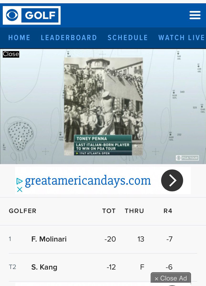 ToneyPennagolf's tweet image. Thank you to CBS Sports for recognizing the Iconic Toney Penna during its PGA Tour Telecast won bt Fransisco Molinari.  #PGATOUR