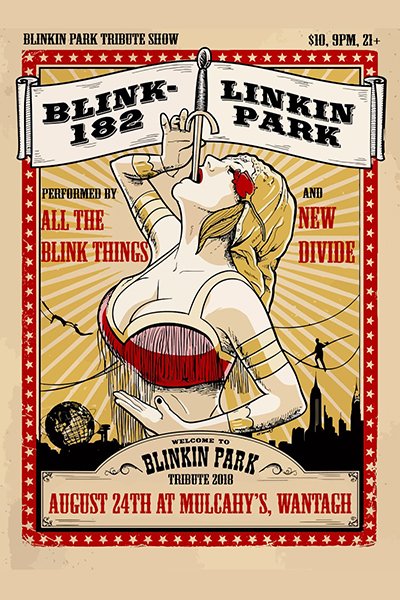 THIS FRIDAY NIGHT at <a href="/MulcahysPub/">Mulcahy's Pub</a>!!!
#BLINKINPARK TRIBUTE SHOW!
Ft. All The Blink Things (#Blink182) &amp; New Divide (#LinkinPark)
Doors 7PM // $10 Admission
Tickets on-sale NOW: bit.ly/2K0jlNs