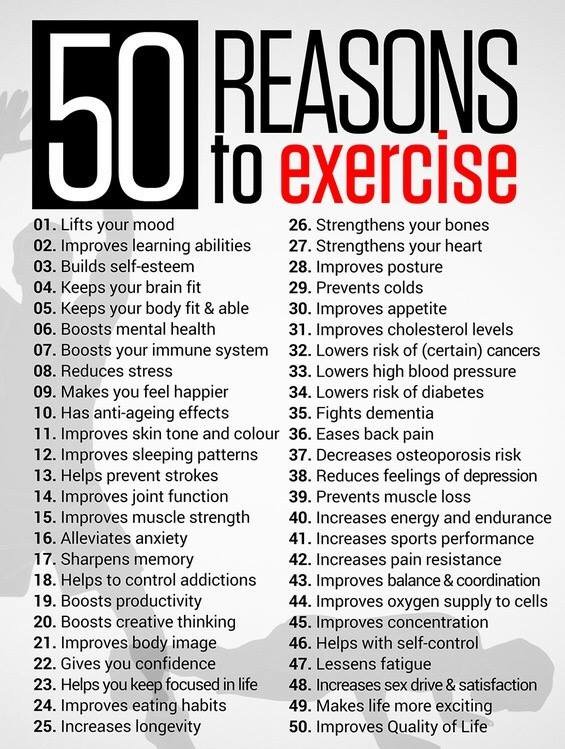 edengardenfv's tweet photo. 50 Reasons To Exercise! #Exercise #Workout #Fitness #FitGameStrong #FeelBetter #Health #Workout #WellnessWednesday #Wellness #Wednesday #EdenGarden #Mississauga https://t.co/n3HqBEnuBb