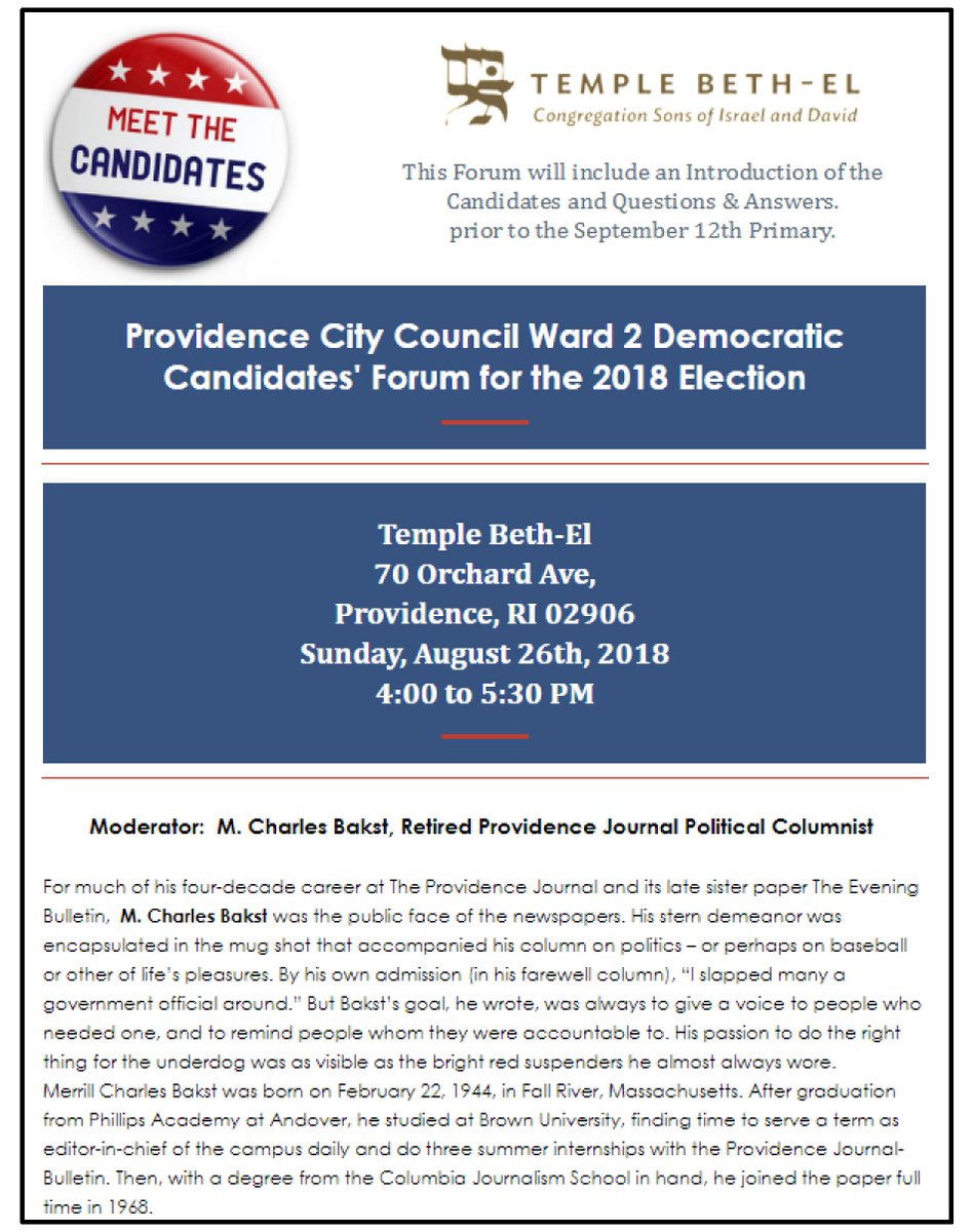 Open forum starting at 4pm this Sunday at Temple Beth-El. Would love to see you all there!