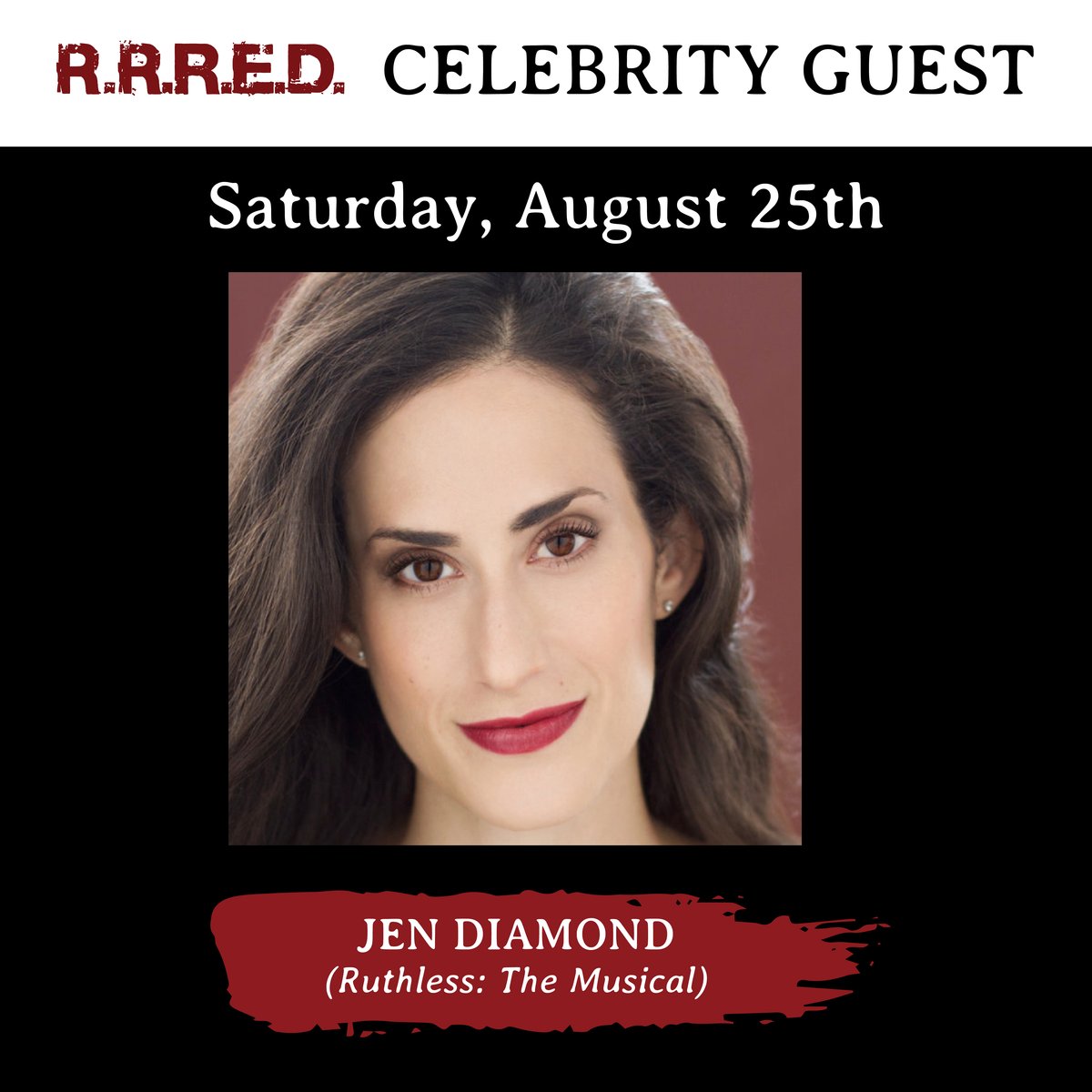 rrredthemusical's tweet photo. Diamond is forever 💎 This Saturday's Celebrity Guest is @TheJenDiamond of @ruthlessmusical #RRREDTheMusical https://t.co/gUWIUtGWXq