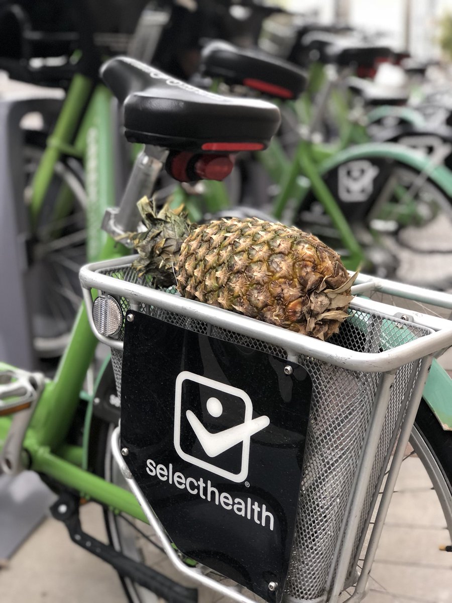 You know it’s Wednesday when... you forget your pineapple on a #GREENbike 🍍💚🚲😂 - Glad to see you’re eating healthy! #SelectHealth