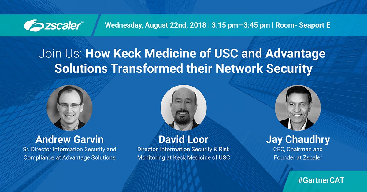 zscaler's tweet image. Come hear how Keck Medicine of USC and Advantage Solutions Transformed their Network Security with Zscaler. gtnr.it/2KZmYTj #securitycloud #GartnerCAT