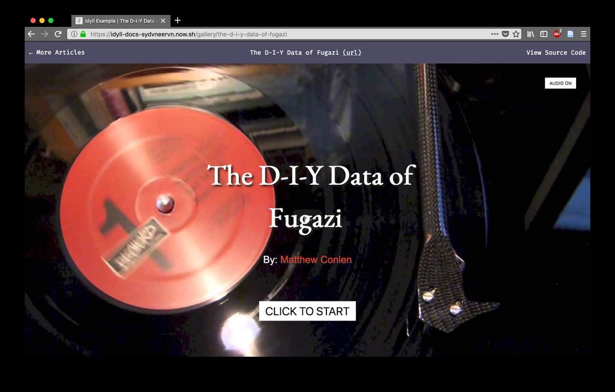 idyll_lang's tweet photo. Just added to the example gallery:

- The Eye, an #explorable explanation about the human eye.
- The DIY Data of Fugazi, a data-driven article about the punk band.

Message us if you'd like anything you've made to be included!

https://t.co/5cZ0eGlZ6C https://t.co/M68glOPDWL
