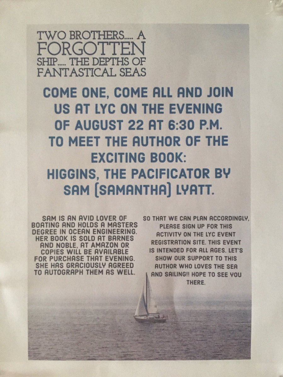 Excited to meet with Lavallette Yacht Club this evening. It’s a beautiful day by the water, let’s get to reading!