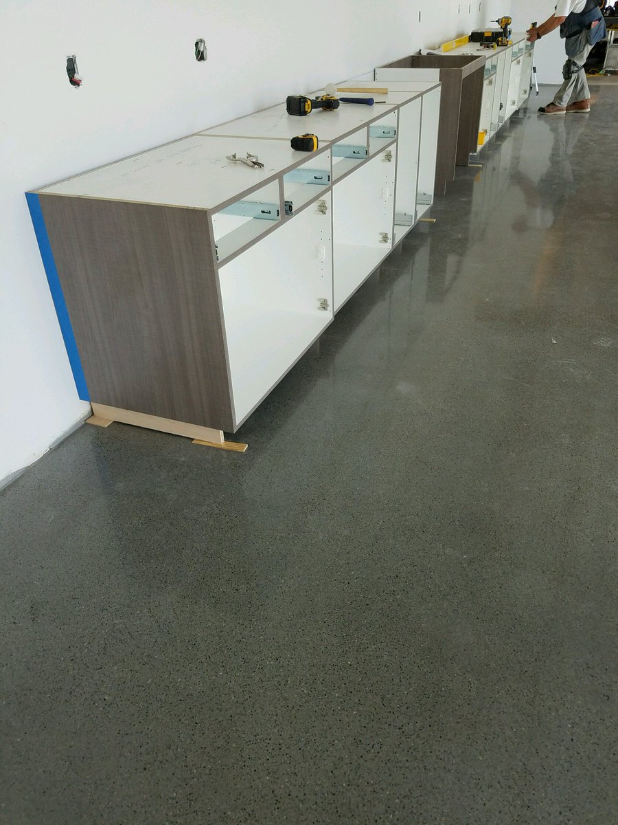 CRockFinishing's tweet photo. Consider restoring old concrete, that has been forever effected by previous flooring, with a polishable overlay to give your floor with a whole new life!  Check out some pics of #TruPC we installed recently. Give us a call for a free quote! #ConcreteFinishers #SkilledTrade https://t.co/B58ck4fQ1Q