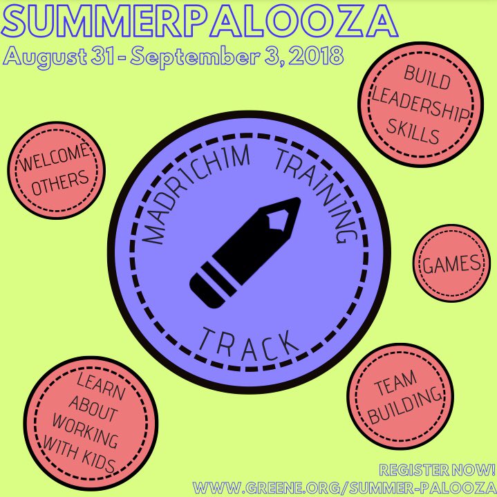 Today we’re spotlighting the Madrichim Track! Sign up for a weekend of team building and leadership training to strengthen your skills as Madrichim! You won’t want to miss out on this awesome opportunity at Summerpalooza, August 31 - September 3!