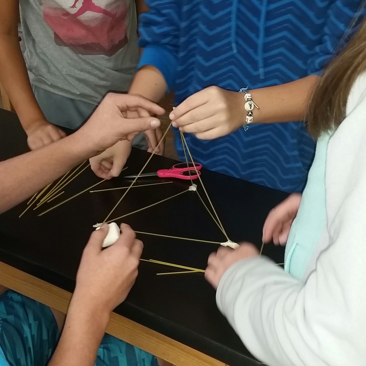 mrsgreenscience's tweet photo. The Marshmallow Challenge is a great way to get to know my Advisory kids. They only had 10 minutes to brainstorm, build, and redesign. Quite impressed with how well they worked together and their end results. #unionrxi #umswildcats #sciencematters #middleschoolmatters https://t.co/nuwUrExrde