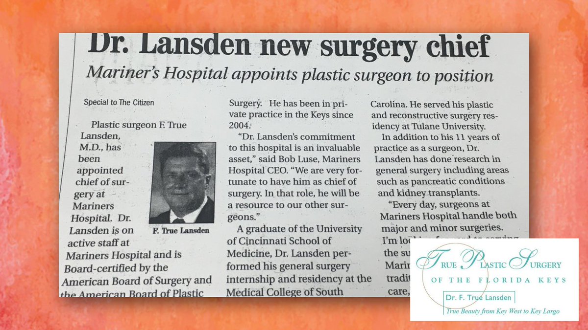 DrTrueLansden's tweet image. Flashback to 2004!  Dr. True has been taking care of patients in the Keys for almost 15 years! #AwesomeSurgeon #UpstandingGuy #ImpeccableReputation #ArtistsTouch #TrustedSurgeon