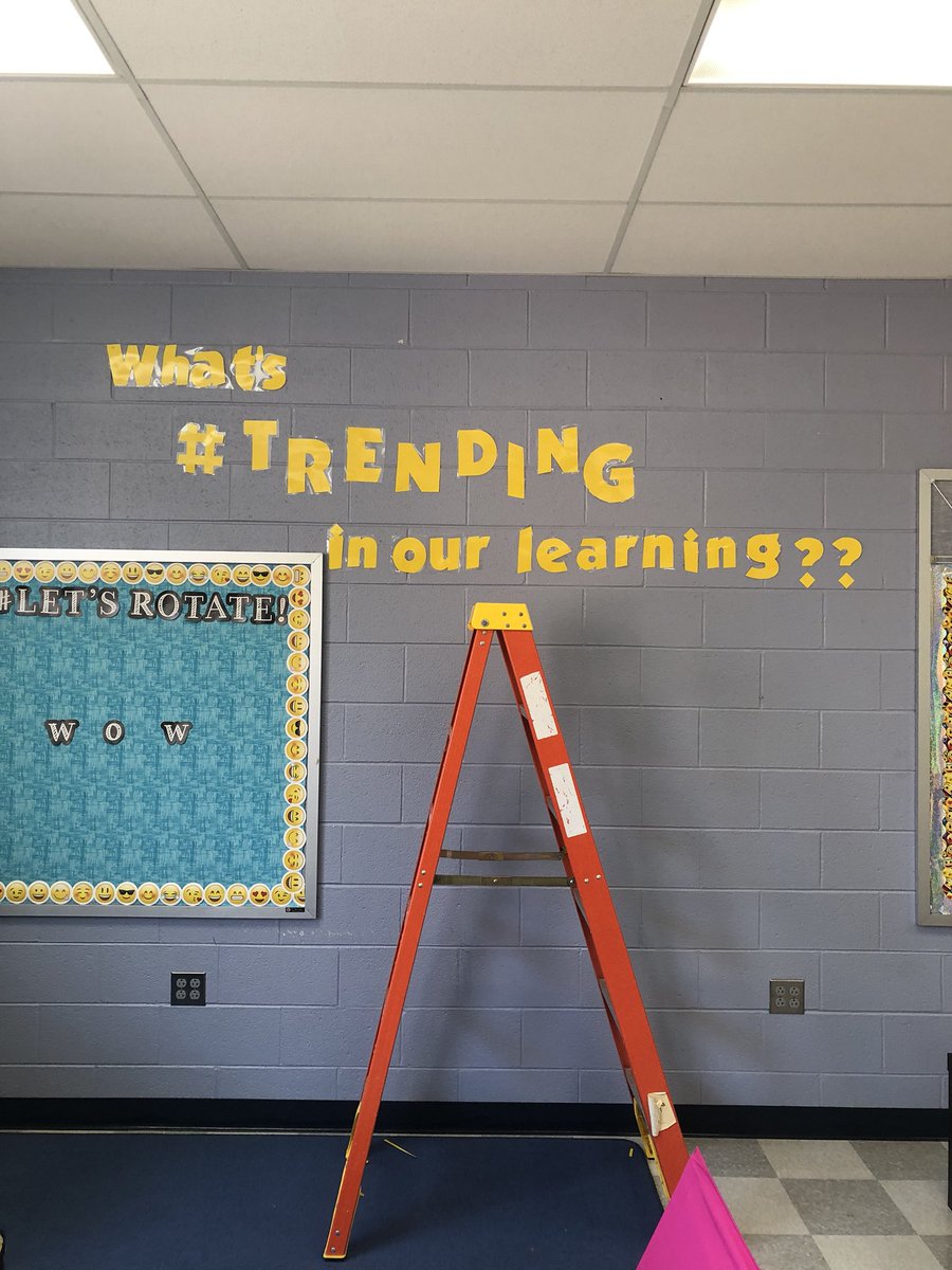 Day 1: Complete! So excited to fill our #trending wall with anchor charts and learning resources! Can’t wait to meet my new friends! ☺️#whatstrendinginourlearning