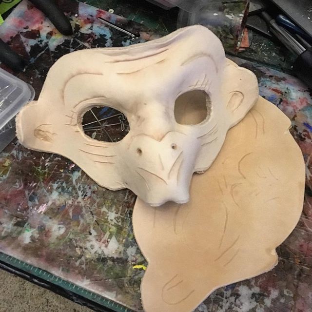 AmyLStrickland's tweet photo. Working on some new monkeys for someone else’s Wizard of Oz production. I will dye this later tonight. Second mask is wet and on the form. https://t.co/AUx6KqKXBT https://t.co/I01Mvah3bQ