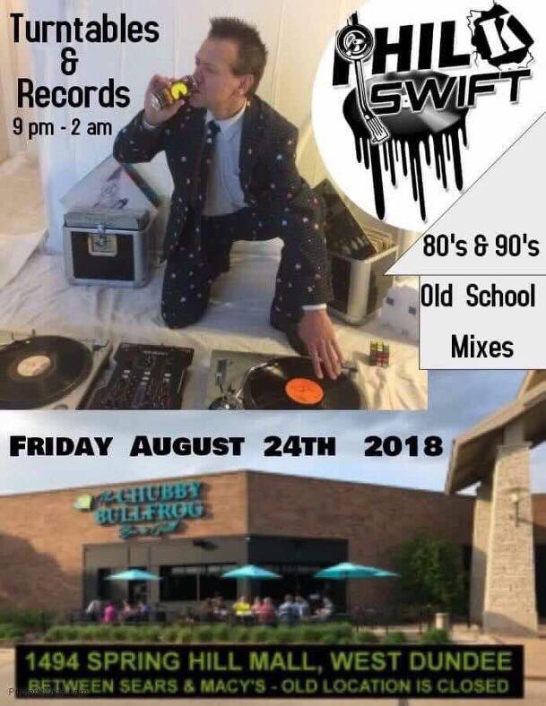 chubbybullfrog's tweet photo. @PhilKSwift will be spinning old school vinyl at our pad this Friday night #turntable #dj #drinkspecials https://t.co/3XvWyMrgBw