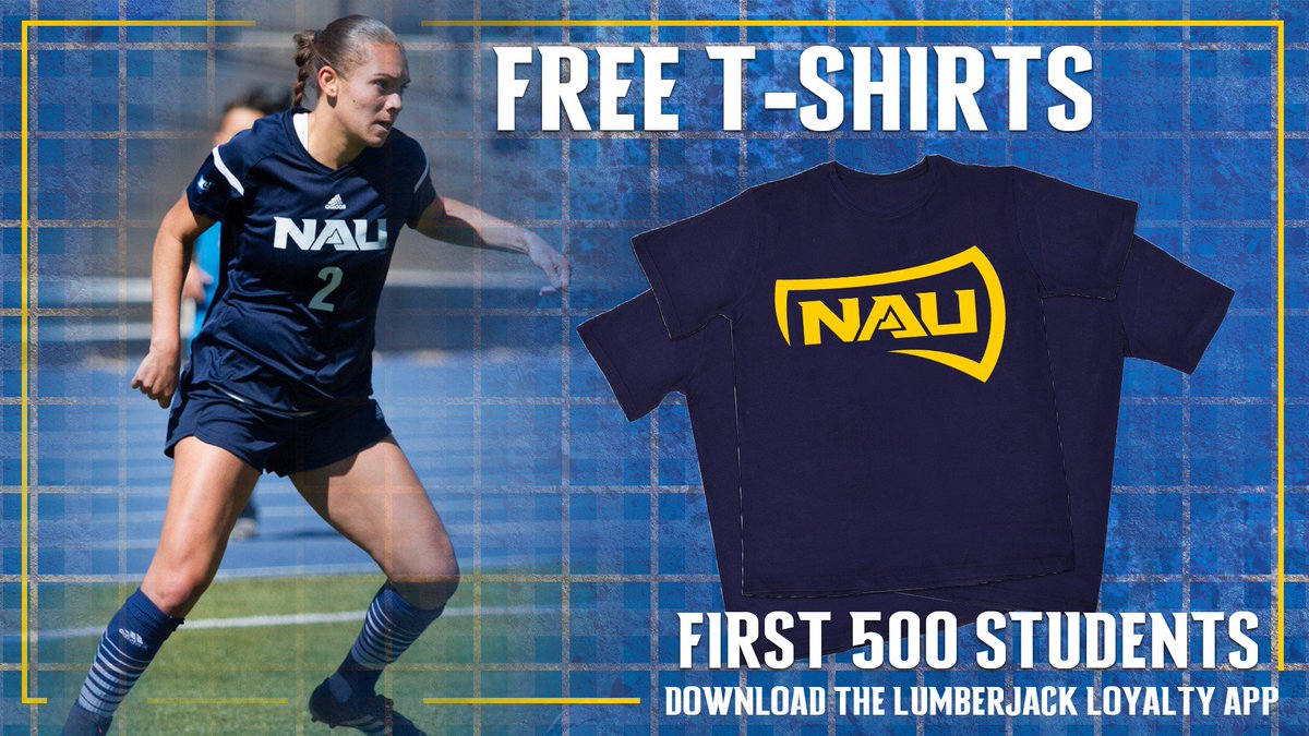 .@NAUWomensSoccer will host New Mexico State in its home opener this Friday!
FREE 👕👕👕 for the first 500 students who download the Lumberjack Loyalty app... have your 🤳 ready!

📅 Friday, Aug. 24
📍 Lumberjack Stadium | Flagstaff, Ariz. 
⏰ 7 p.m. 

#NAUStrong⚒️🌲💪