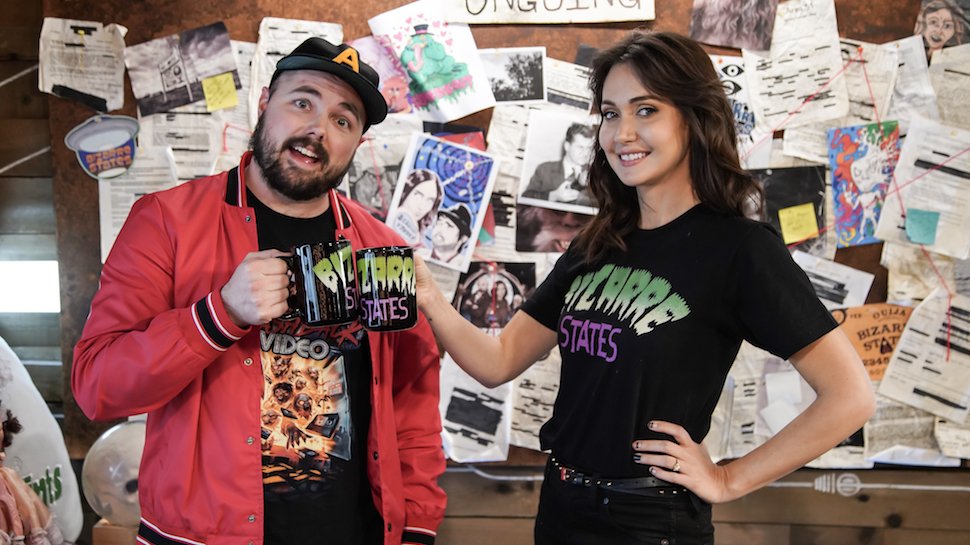 nerdist's tweet photo. .@Bizarre_States is live in 5 mins! Topics:
💀 mysterious sarcophagus update (#CorpseWater?)
🍞 Nashville man arrested for assault w/ a biscuit?
🐾 #Bigfoot named official animal in NC
&amp; more!

👀 Join us:
https://t.co/JKohp7vSim 
https://t.co/oIrcFk262m 
https://t.co/7pTOZtOS5d https://t.co/YUtK7kilVV