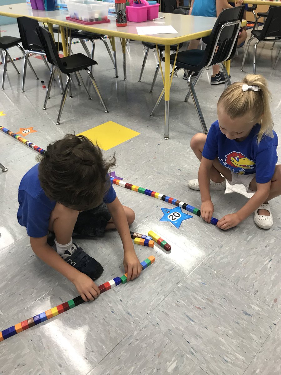 Building with unifix cubes this morning. The kindergartners decided to make them go all the way across the room with some teamwork. <a href="/theSMSD/">SM School District</a> <a href="/prairie512/">Prairie Elementary</a>