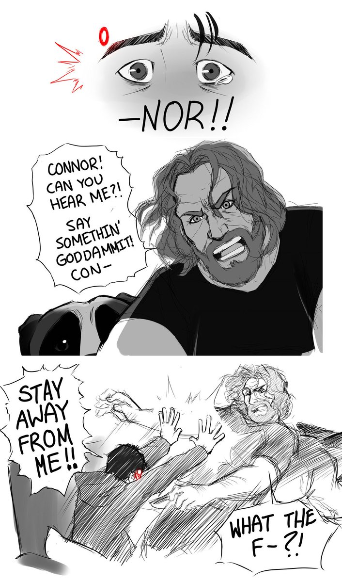 smudgeandfrank's tweet photo. Part 2 Didn't know androids had nightmares too... hope you like this new short comic ;) #DetroitBecomeHuman #DBH #dbhconnor #dbhhank #dbhamanda #doodleoftheday https://t.co/7ganZw7Vb6