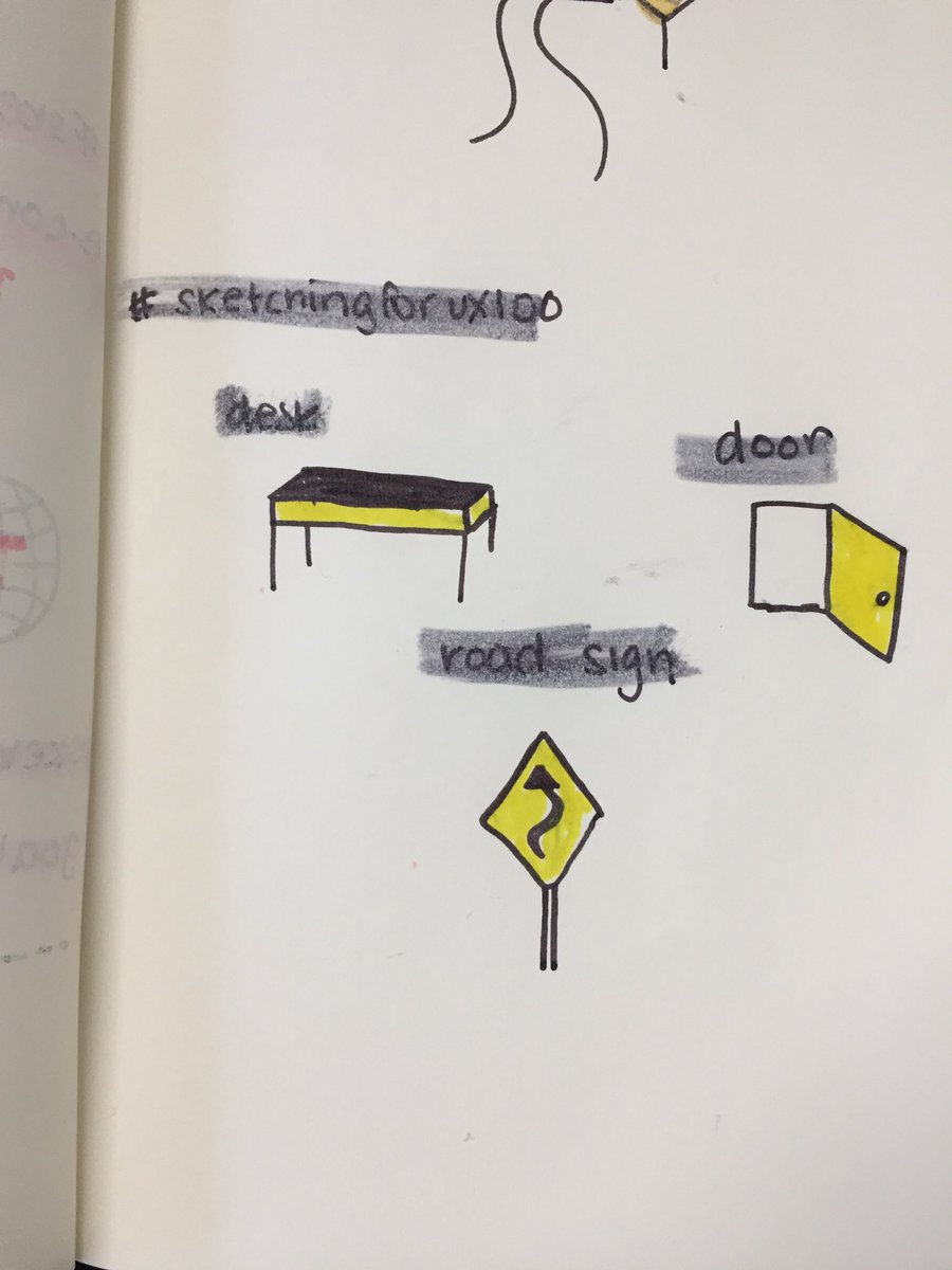templeitsme's tweet image. Day 30 of #sketchingforux100: road sign, desk, door.