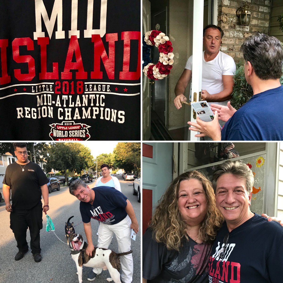 MatthewTitone's tweet photo. Doorknocking tonight, but... ITS ALL ABOUT THE SHIRT! Sending out good luck vibes to #StatenIslands favorite team! https://t.co/xMzcrdfIa2