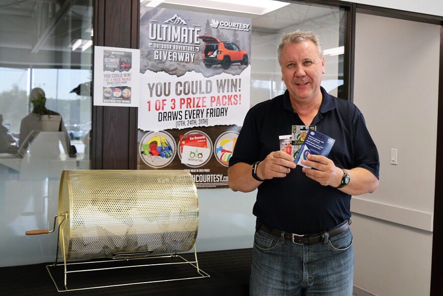 CourtesyCJDR's tweet photo. WINNER WINNER # 1, Ian H., came in today to pick up his Adventure Package! Congratulations Ian! 🎉😆
Make sure to be entered for our second draw on Friday. All new or preowned purchased this month are automatically entered to win.

#yycevents #calgaryevents #yyc #calgary https://t.co/roXaemWpAY
