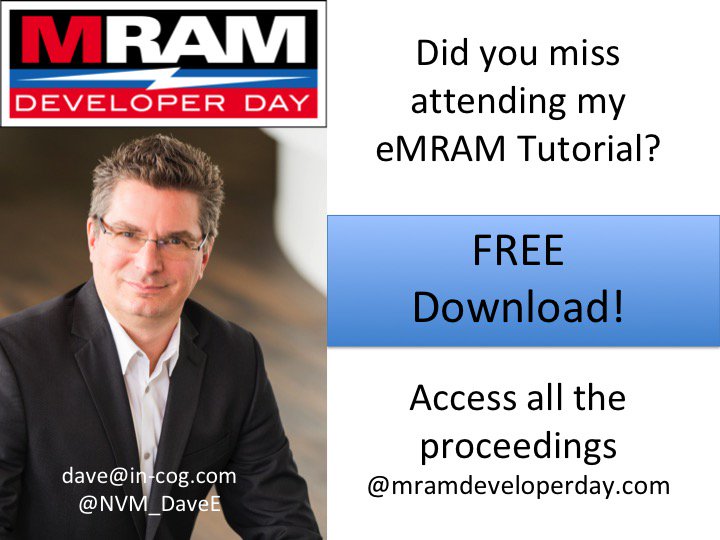 Learn about MRAM from the experts (even if you missed the event)!
Link to proceedings here: mramdeveloperday.com/English/Confer… <a href="/EverspinTech/">Everspin Technologies</a> <a href="/IBM/">IBM</a> @GLOBALFOUNDRIES @Applied_Blog <a href="/ToshibaUSA/">Toshiba</a> <a href="/westerndigital/">Western Digital</a>