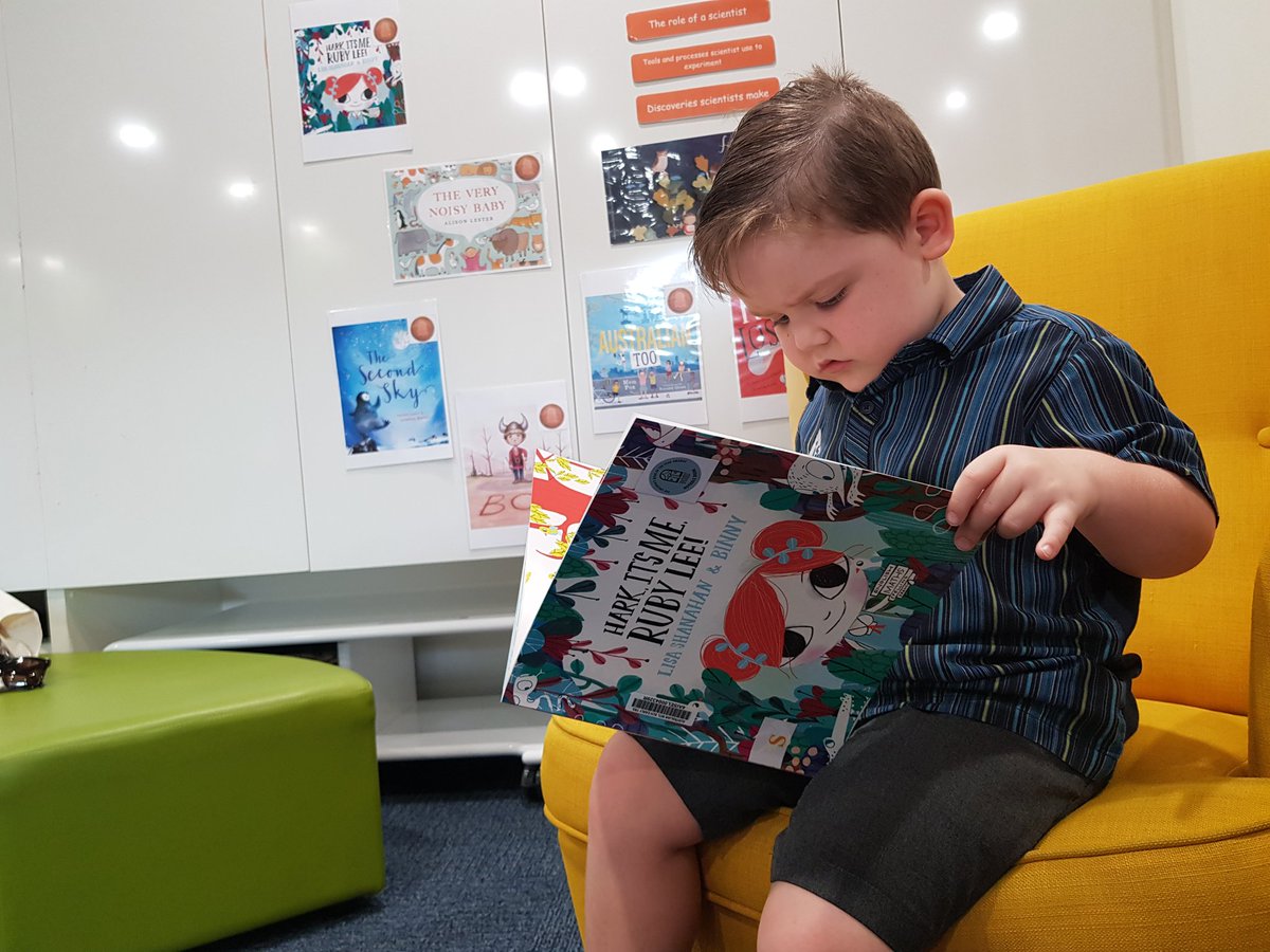 MaxMrStuart1's tweet photo. Max celebrating book week reading "Hark, It's me Ruby Lee" @ais_singapore  Thx to Lisa Shanahan, Binny and Lothian books. #CBCA2018 #readachildabooktoday #WeAreAIS #Cognitaway https://t.co/aA3kcD2f0U