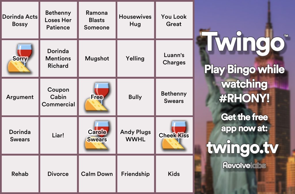 NutsTv's tweet photo. Let’s see these gals go at it
Playing #Twingo #RHONYBingo while watching #RHONY! Free #LiveTVBingo app at https://t.co/9z070LOaME https://t.co/cEYtKo0hdR
