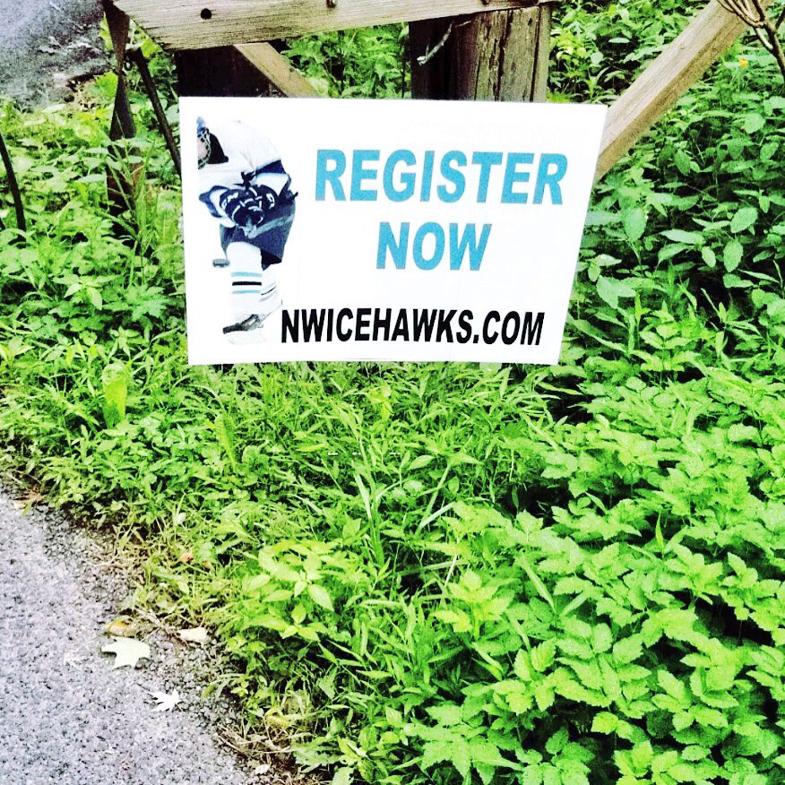 NWIceHawks's tweet photo. You may ☀️ but 🏒 is here!  The signs are out, registration is ready, and we have something for you...😉.  Shout out to our entire organization, we need your help-and here are 3 ways.  #Retweet #getasign #getanewIcehawk #getcash Questions- Contact us! https://t.co/1ix4y1s6gV