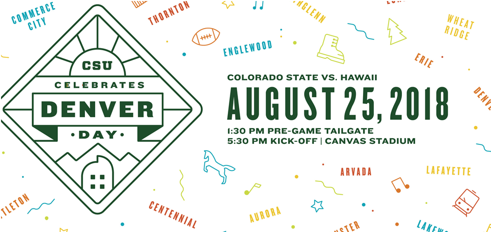 SusieWargin's tweet photo. SO pumped for Saturday's @CSUFootball game against Hawaii!  That 5:30pm kickoff gives plenty of time for the Denver fans to travel up and be a part of the home opener at Canvas Stadium! #DenverDay #GoRams https://t.co/PtzMzPepQq
