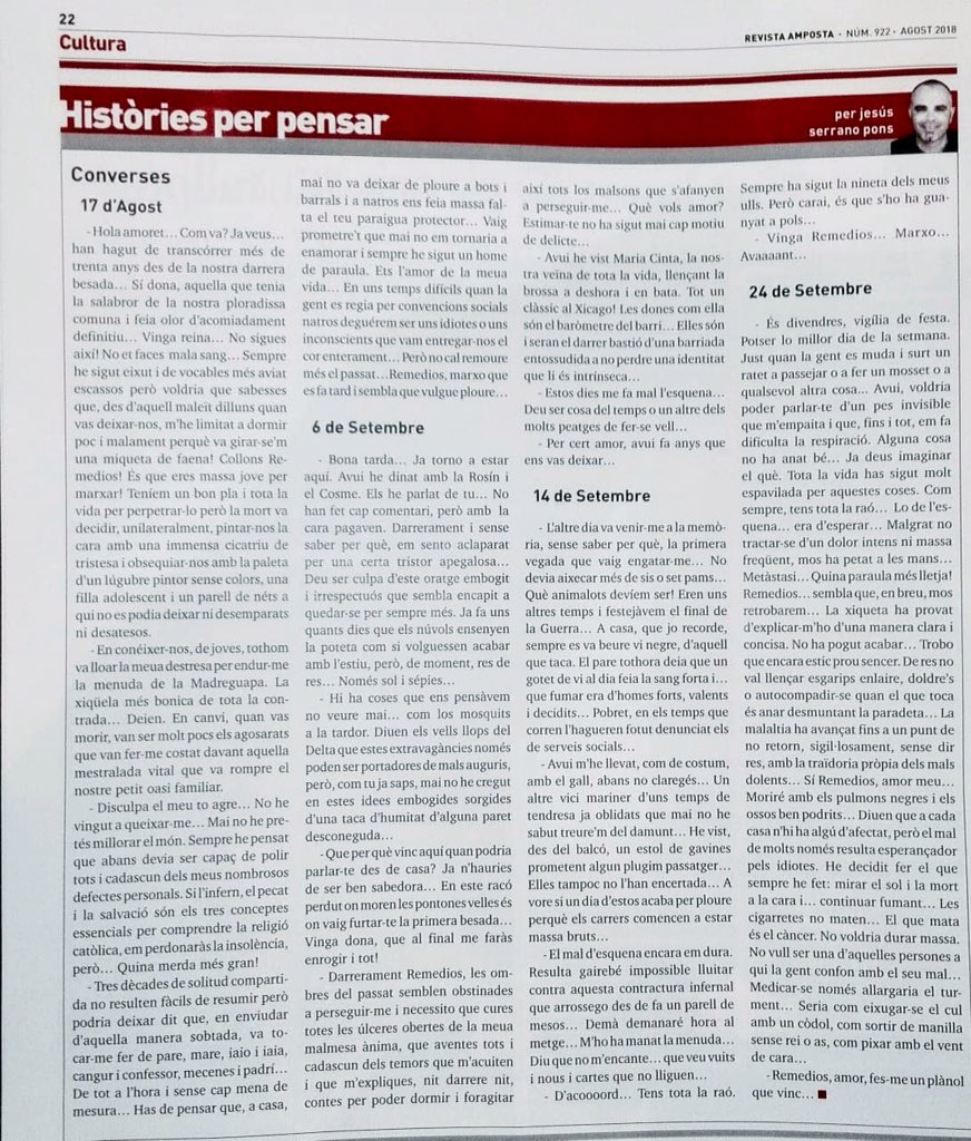 setencarrecs's tweet photo. Una nova Història per pensar a la Revista Amposta!
https://t.co/EgAFzk41E1 https://t.co/6WSUgczljW