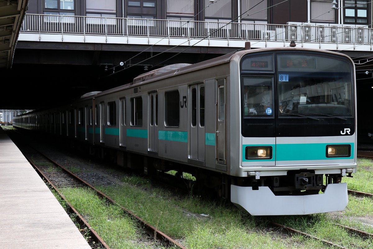 お客 209系1000番台マト81編成大宮総合車両センター入場。常磐緩行車が大宮
