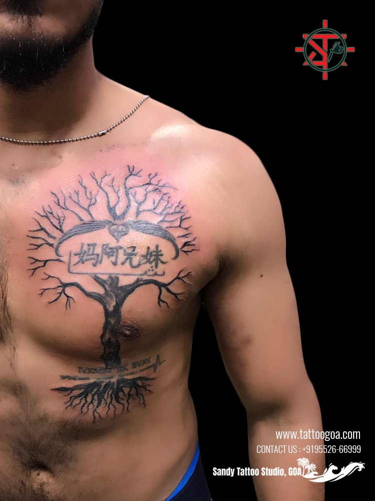 family tree tattoos on chest