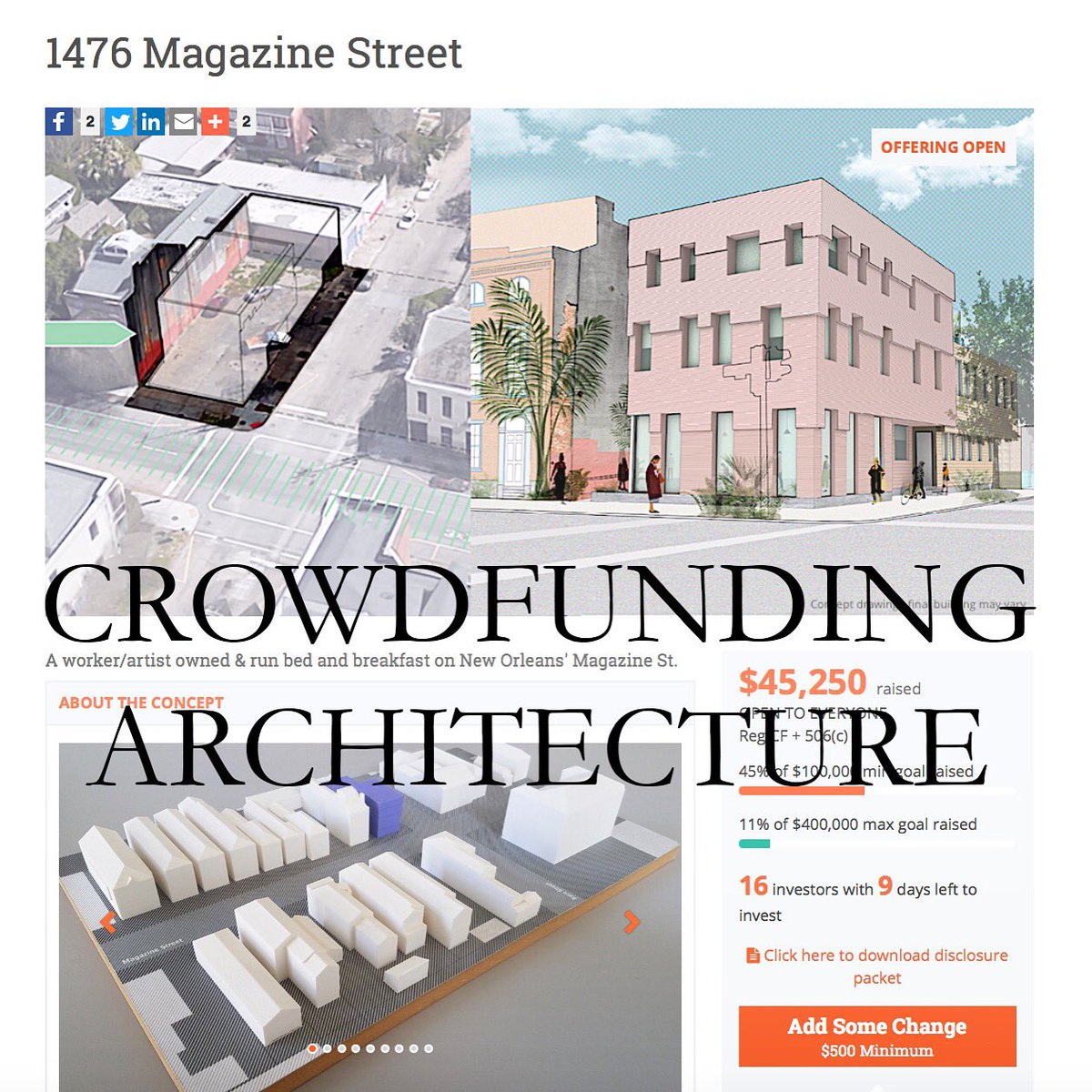 arch_developer's tweet photo. OJT is crowdfunding their 3rd development as an A&D! Check out their offering at https://t.co/A6YHJV1gS9, an artist owned and run bed & breakfast. #architectanddeveloper #officejt #crowdfundingarchitecture #crowdfunding #architectasdeveloper #smallchange @OurSmallChange https://t.co/f9qJkVrC8z