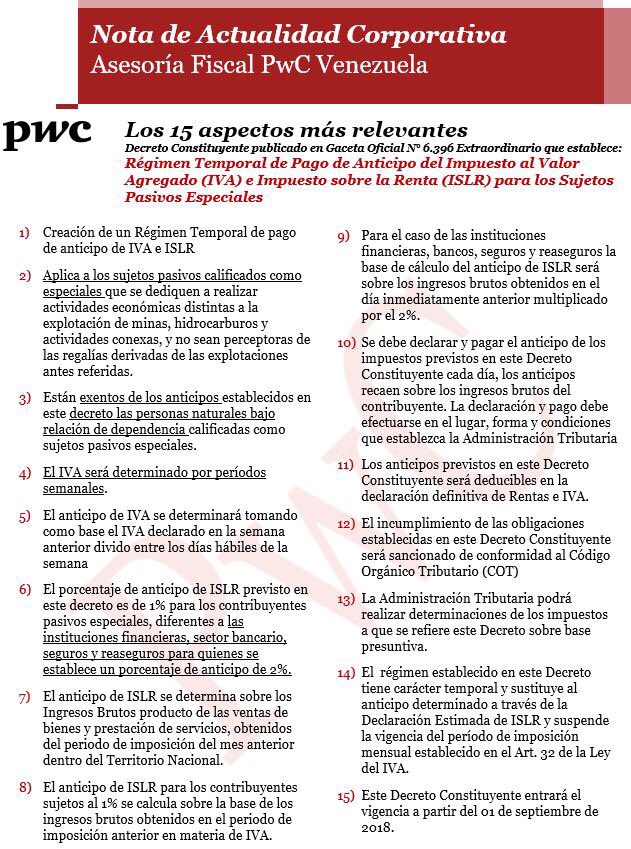 Los 15 aspectos claves del decreto sobre el IVA y el ISLR