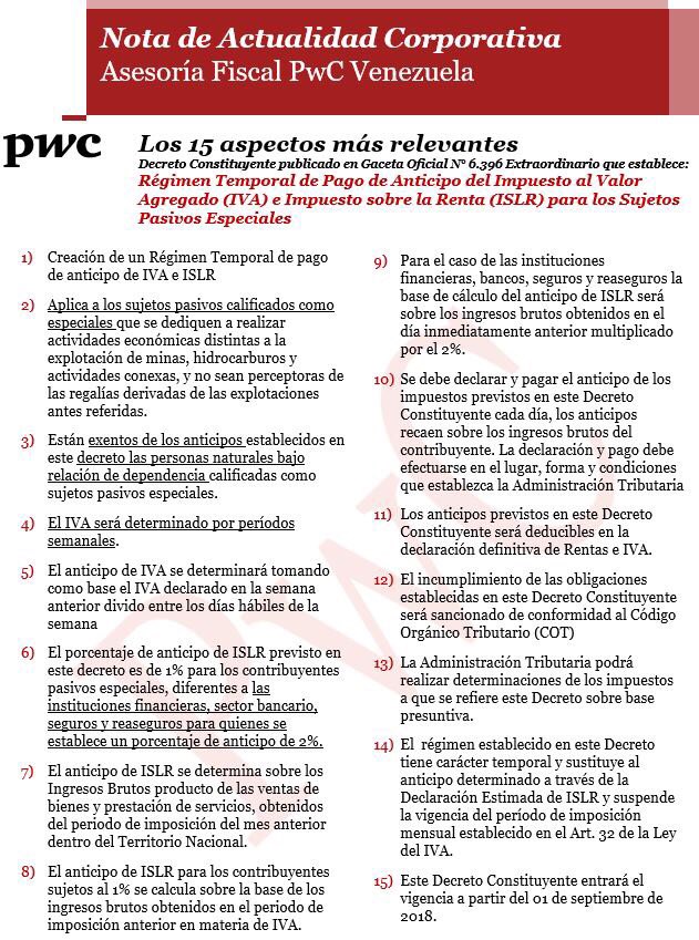 Los 15 aspectos claves del decreto sobre el IVA y el ISLR